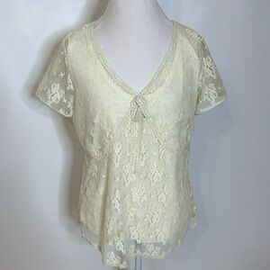 LANE BRYANT IVORY LACE BLOUSE SZ 14/16